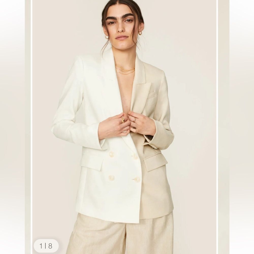 Veronica Beard Braeton Tan Linen Dickie Blazer | 8